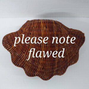Flawed Wicker Clam Shell Basket Decorate Open Or Closed